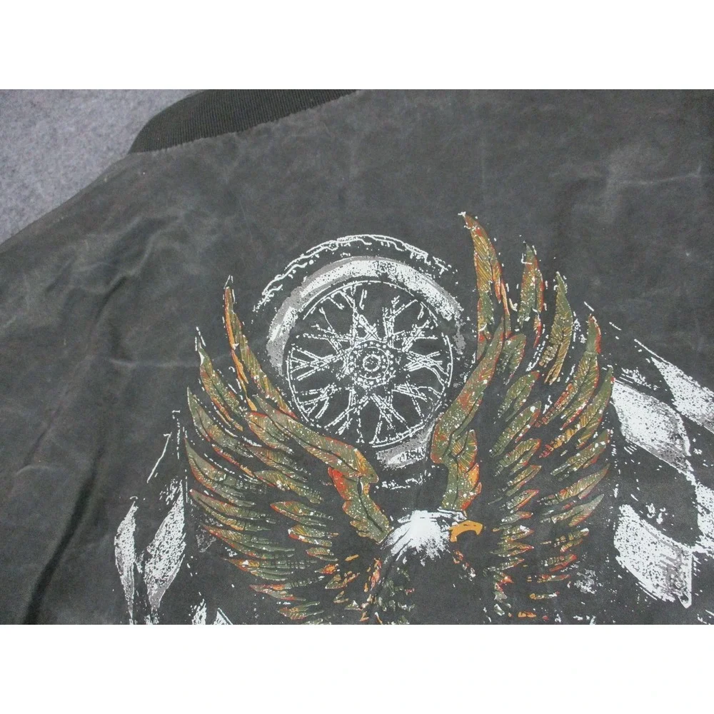 Harley Davidson Jacket Mens Extra Large Gray Eagle Mechanic Bomber Lined Coat